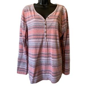 Ruff Hewn Striped Henley Pink Size Extra Large